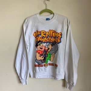 Vintage 1989 the Rolling flintstones invention of the wheels tour sweatshirt